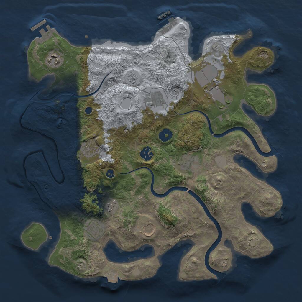 Rust Map: Procedural Map, Size: 3500, Seed: 489512436, 15 Monuments