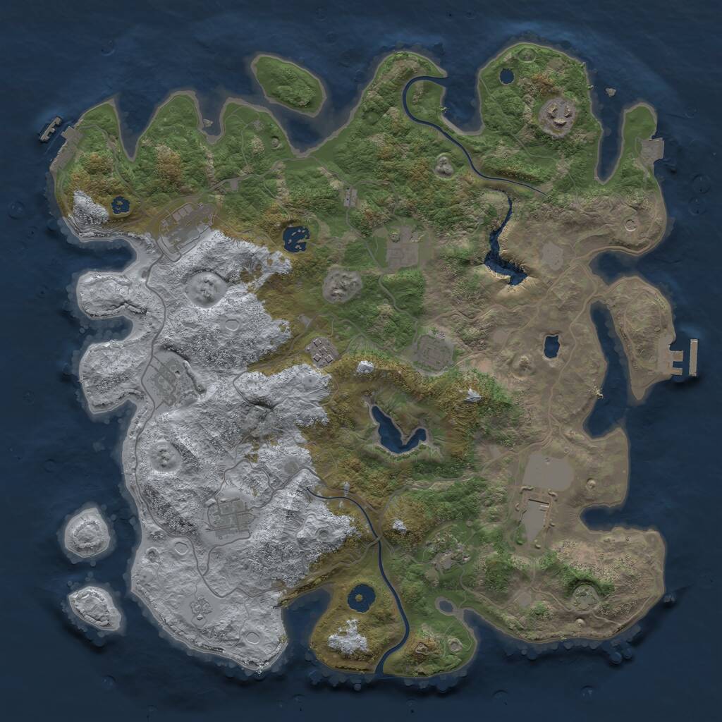 Rust Map: Procedural Map, Size: 4000, Seed: 1155236815, 16 Monuments