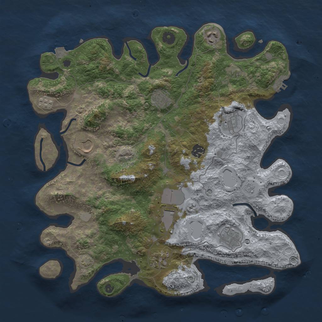 Rust Map: Procedural Map, Size: 3750, Seed: 670318882, 16 Monuments