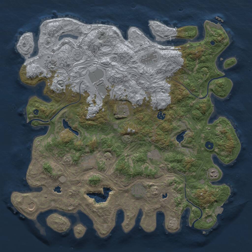 Rust Map: Procedural Map, Size: 4500, Seed: 974358935, 16 Monuments