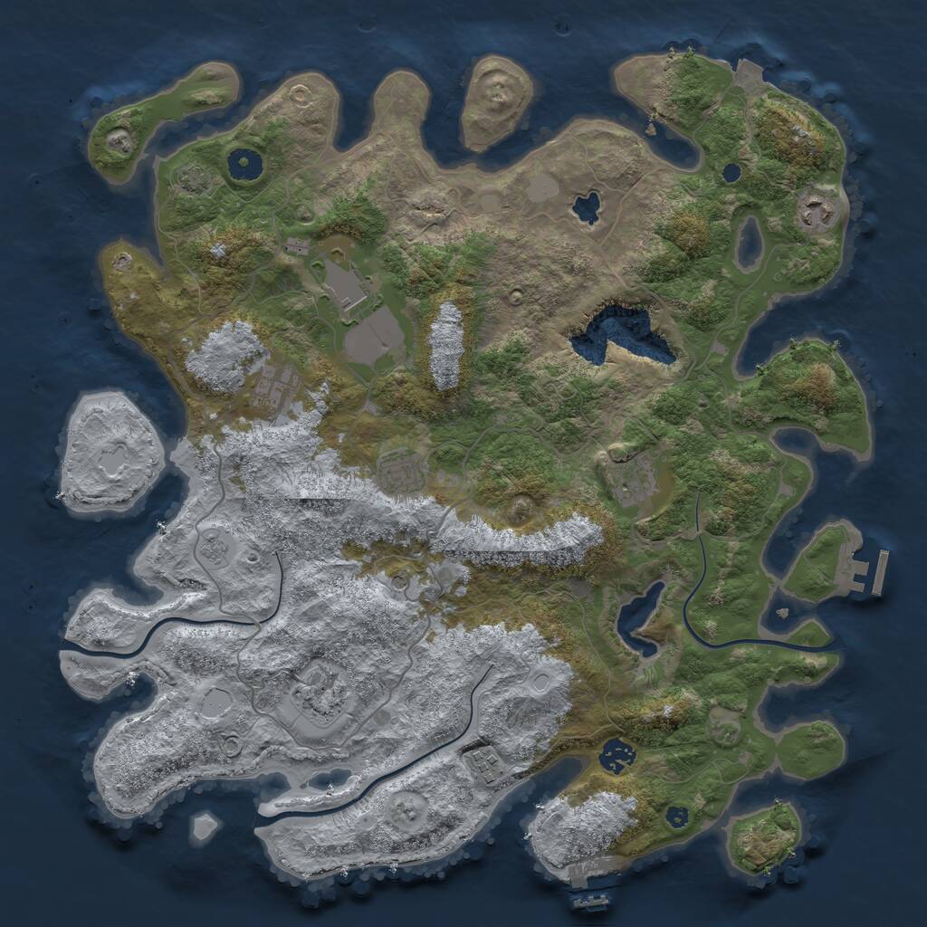 Rust Map: Procedural Map, Size: 4100, Seed: 23314118, 14 Monuments