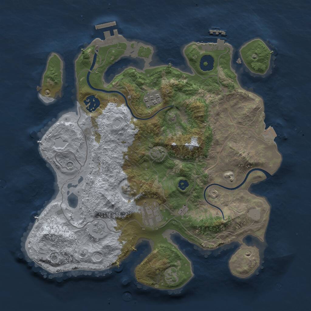 Rust Map: Procedural Map, Size: 3000, Seed: 31980, 9 Monuments