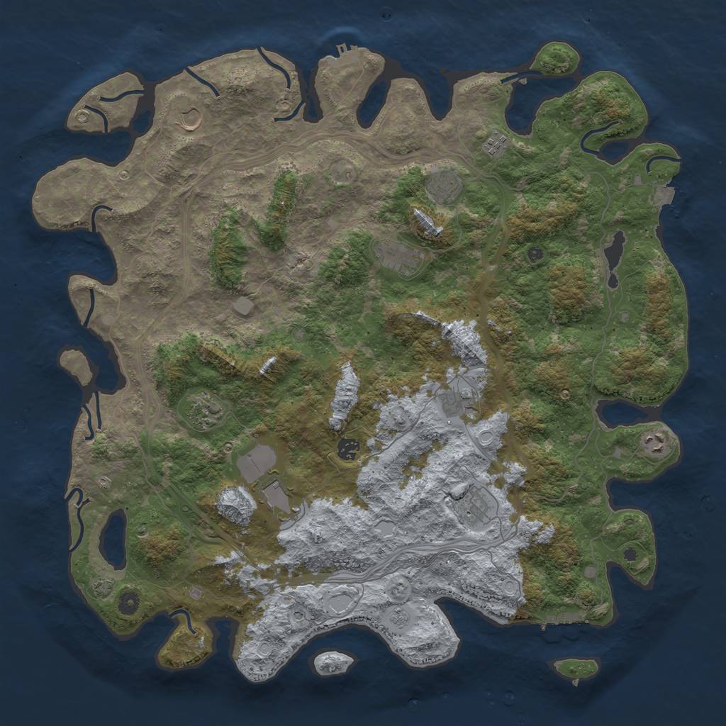 Rust Map: Procedural Map, Size: 4800, Seed: 450519093, 18 Monuments