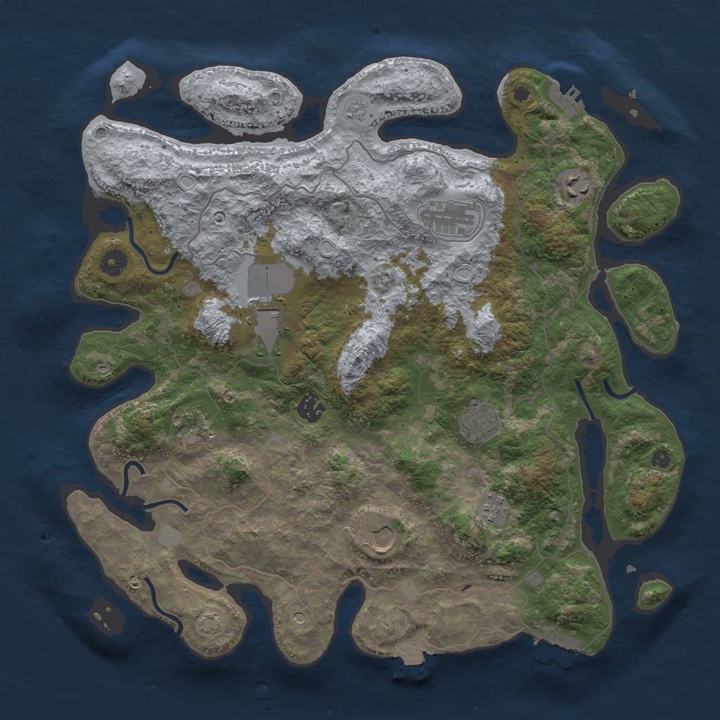Rust Map: Procedural Map, Size: 4000, Seed: 590688811, 16 Monuments