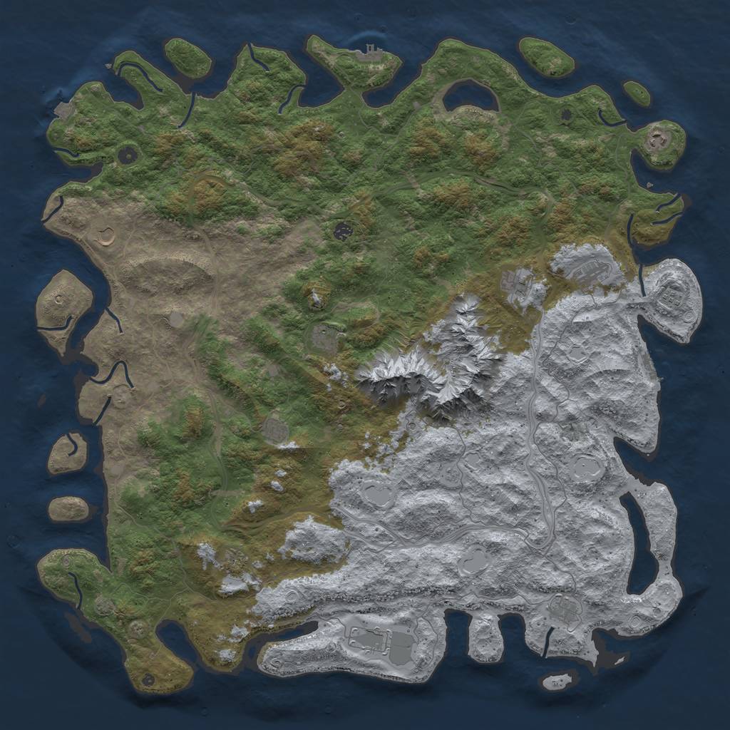 Rust Map: Procedural Map, Size: 6000, Seed: 1017, 19 Monuments