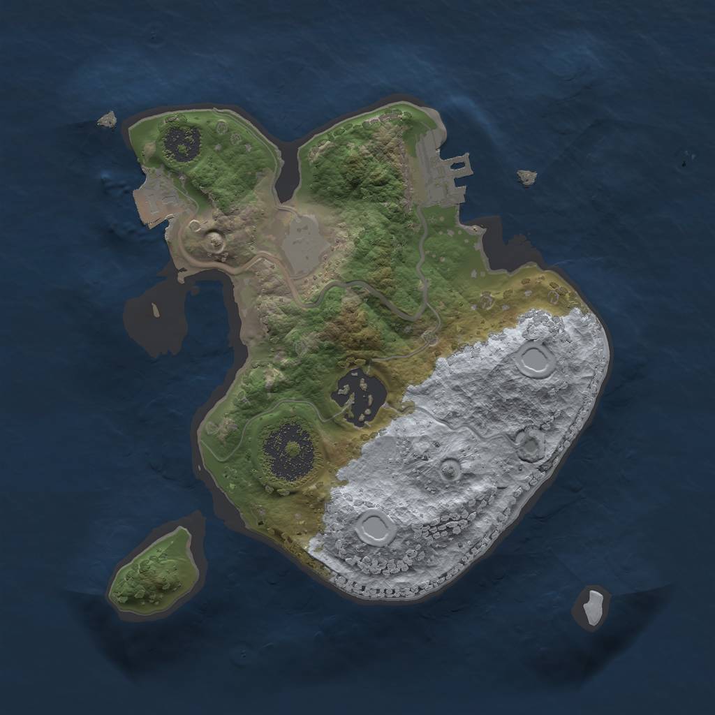 Rust Map: Procedural Map, Size: 2000, Seed: 727, 5 Monuments