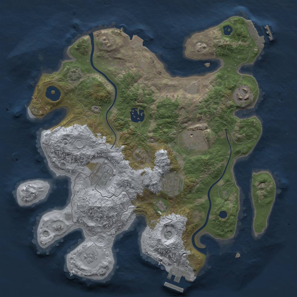 Rust Map: Procedural Map, Size: 3000, Seed: 99535, 11 Monuments