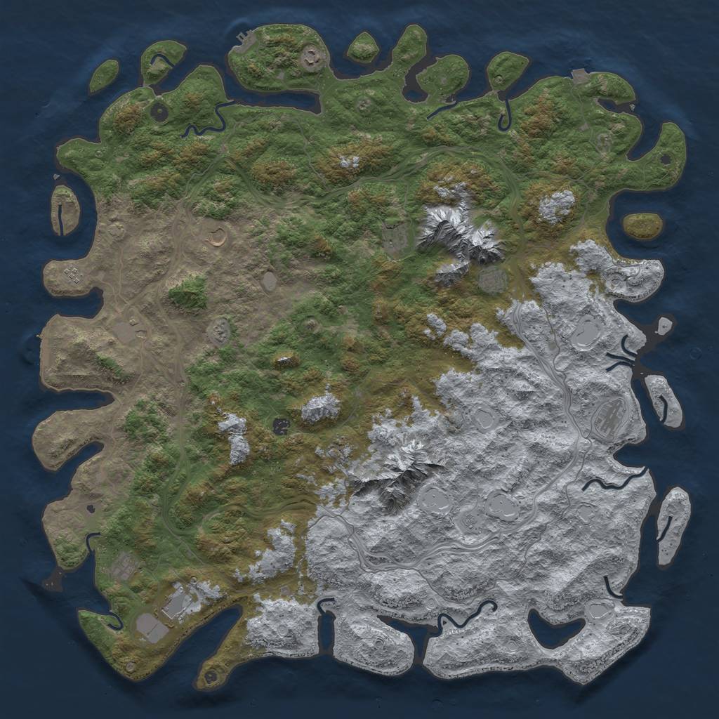 Rust Map: Procedural Map, Size: 6000, Seed: 727, 19 Monuments