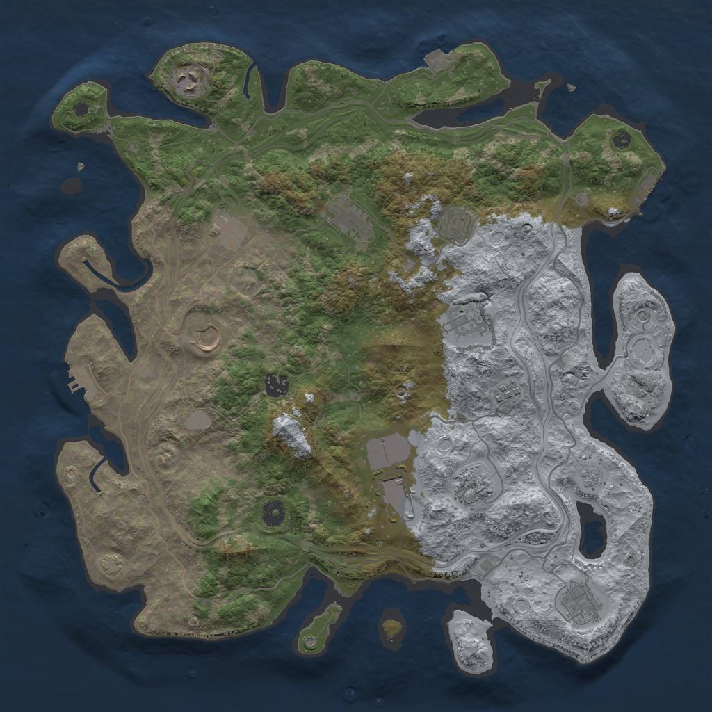 Rust Map: Procedural Map, Size: 4250, Seed: 1215365045, 19 Monuments