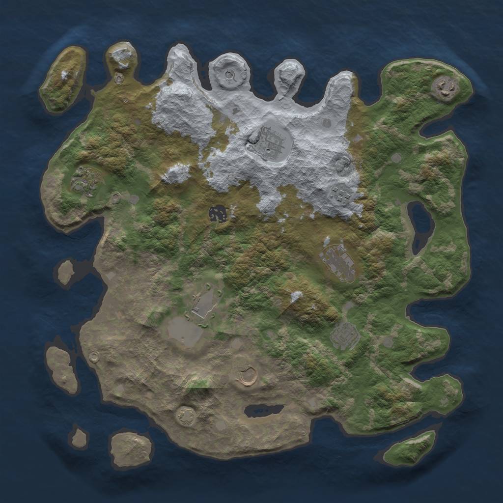 Rust Map: Barren, Size: 4000, Seed: 51172696, 13 Monuments