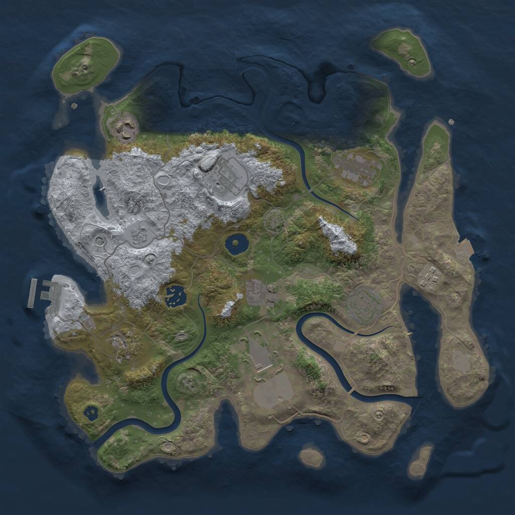 Rust Map: Procedural Map, Size: 3500, Seed: 7712767, 14 Monuments