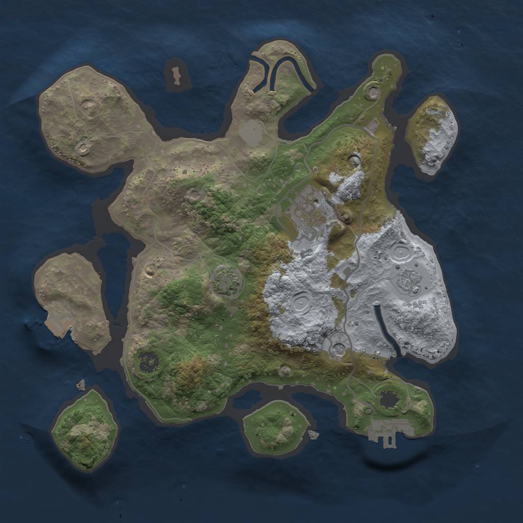 Rust Map: Procedural Map, Size: 2500, Seed: 692698239, 8 Monuments
