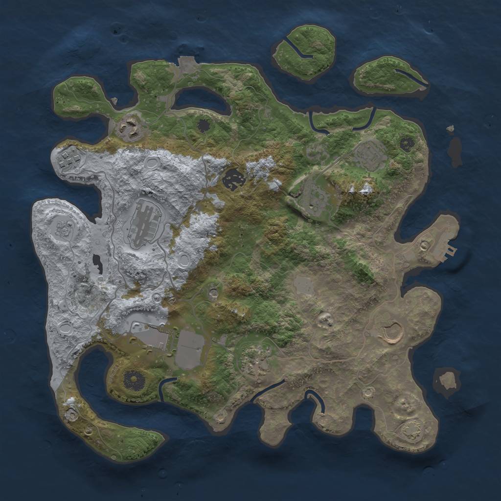 Rust Map: Procedural Map, Size: 3500, Seed: 26536, 16 Monuments