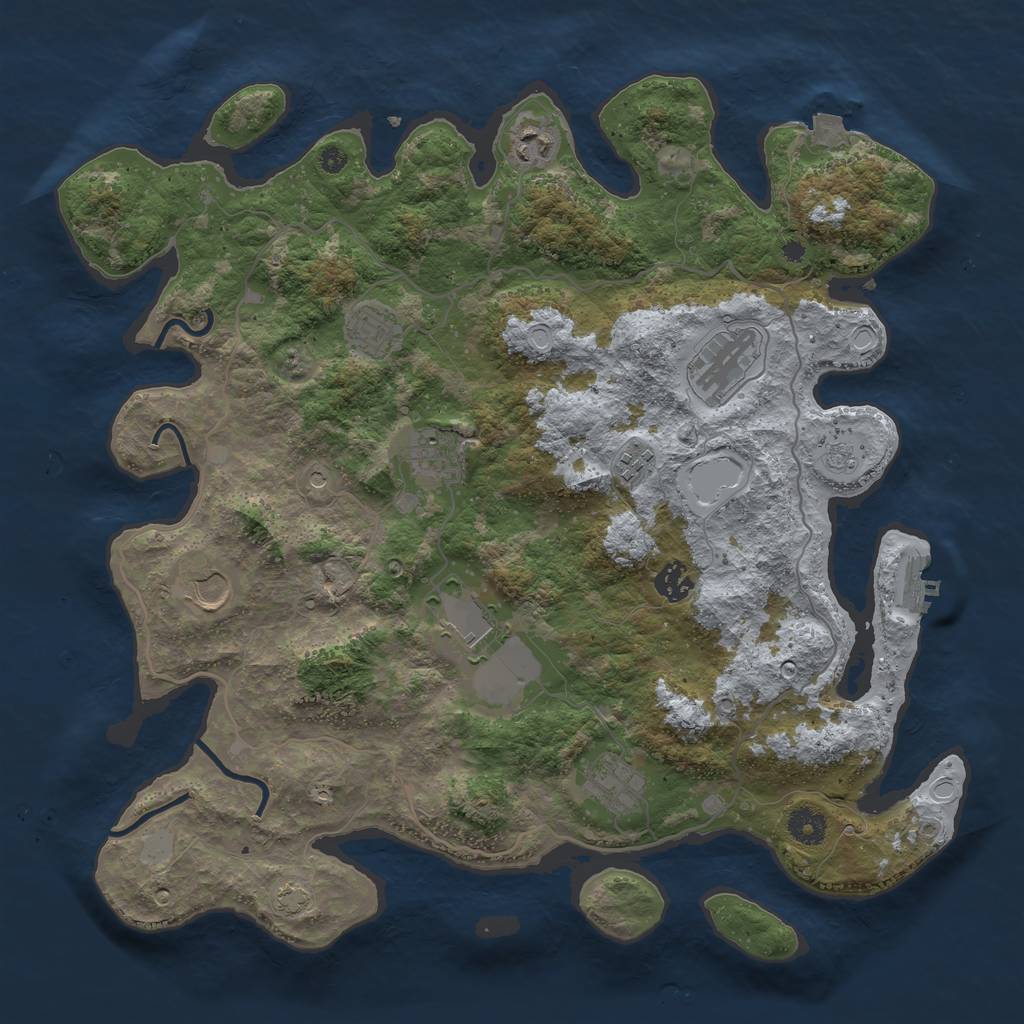 Rust Map: Procedural Map, Size: 4000, Seed: 263423476, 16 Monuments
