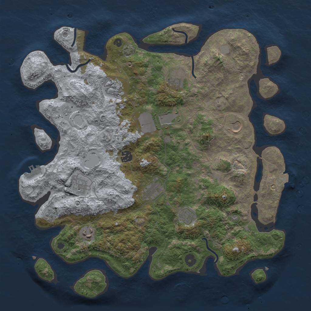 Rust Map: Procedural Map, Size: 3950, Seed: 87035409, 17 Monuments