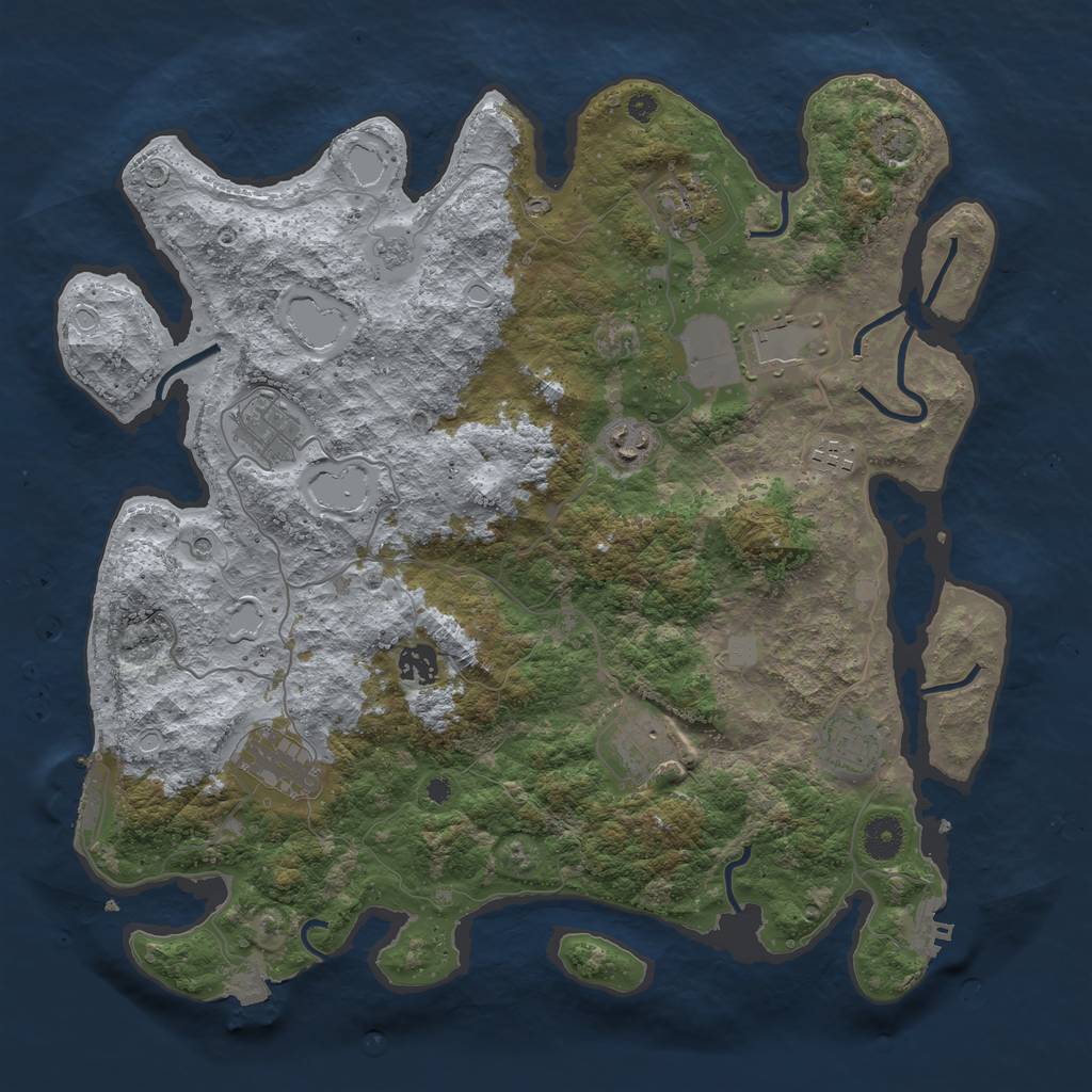 Rust Map: Procedural Map, Size: 3950, Seed: 8116662, 17 Monuments