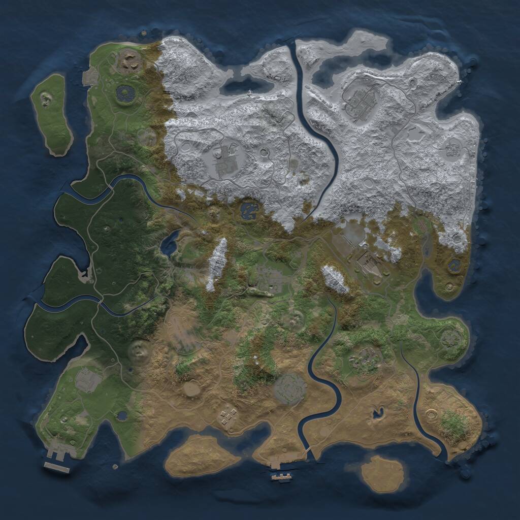 Rust Map: Procedural Map, Size: 4100, Seed: 66848617, 18 Monuments