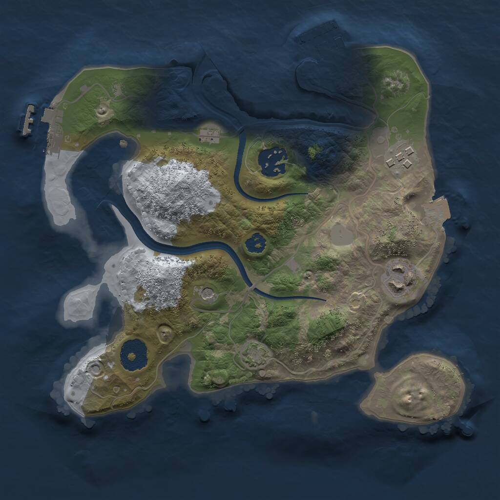 Rust Map: Procedural Map, Size: 2500, Seed: 23549, 8 Monuments