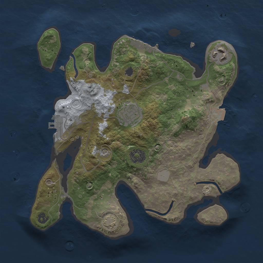 Rust Map: Procedural Map, Size: 2500, Seed: 886766200, 9 Monuments