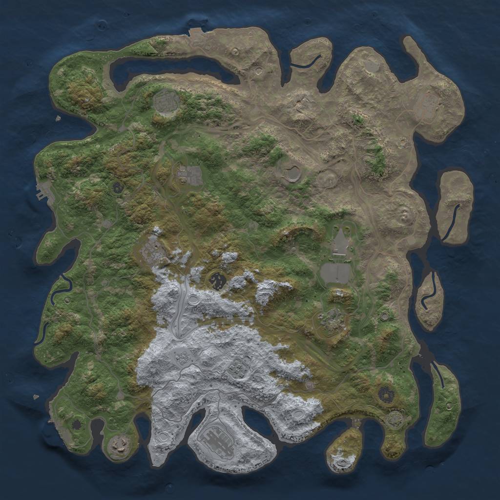 Rust Map: Procedural Map, Size: 4500, Seed: 310576780, 19 Monuments