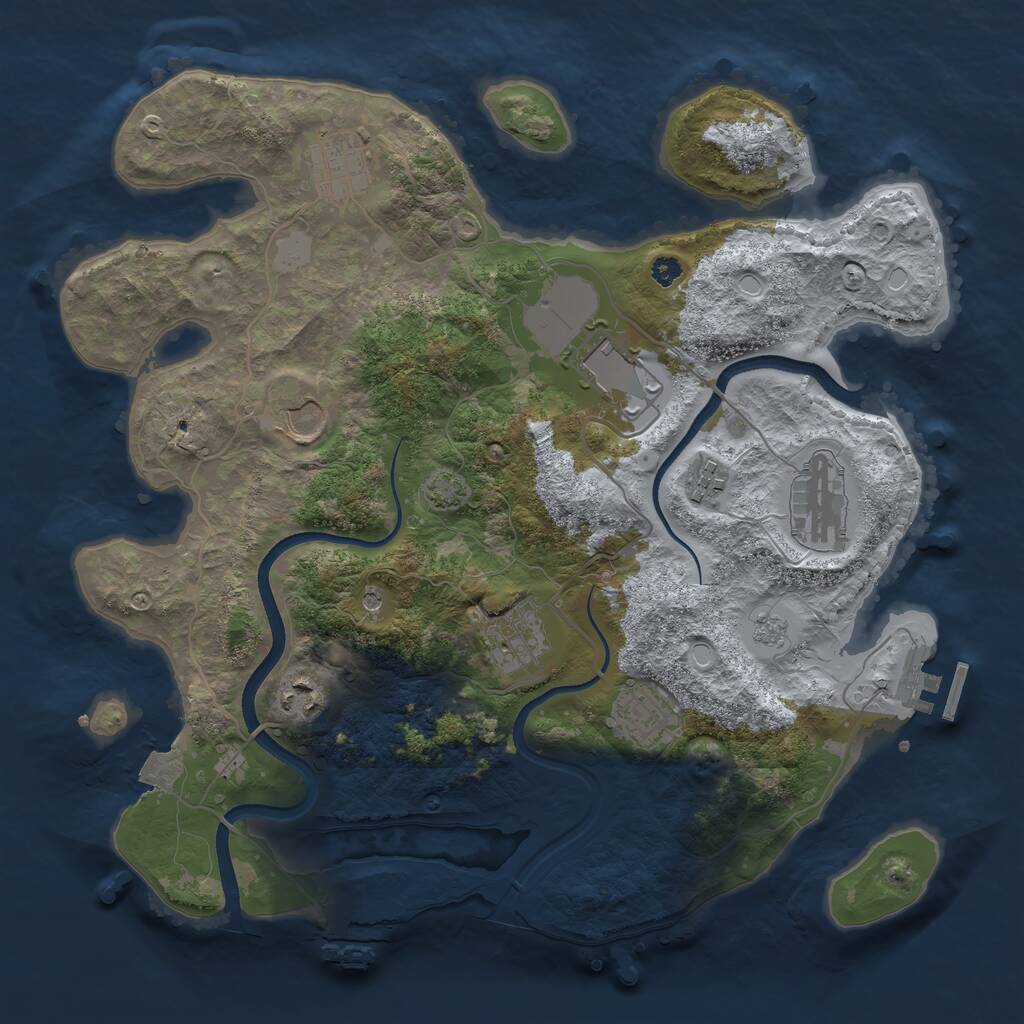 Rust Map: Procedural Map, Size: 3500, Seed: 997935098, 14 Monuments