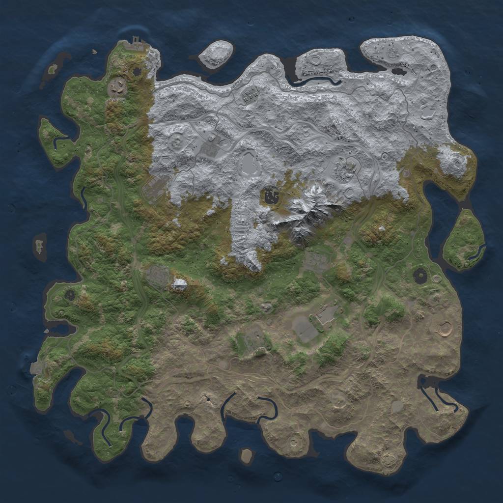 Rust Map: Procedural Map, Size: 5000, Seed: 34567891, 18 Monuments