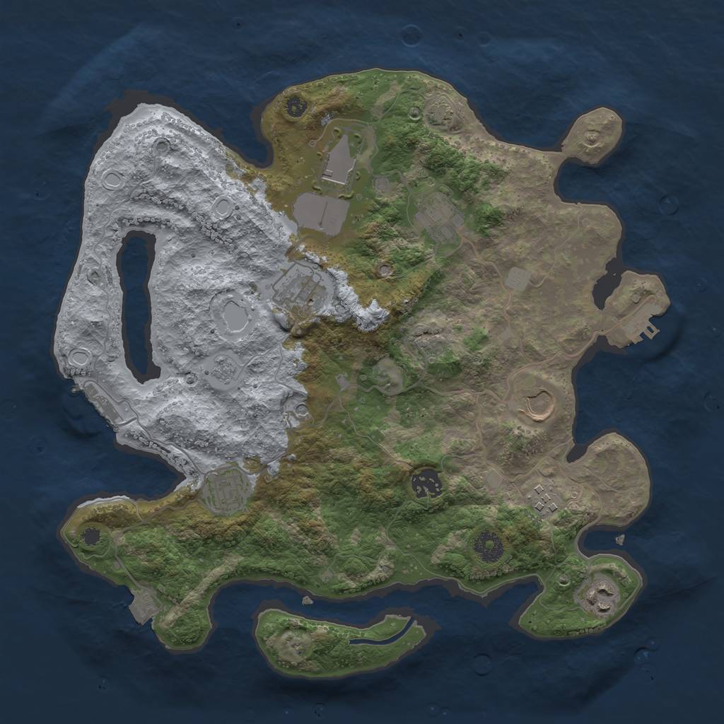Rust Map: Procedural Map, Size: 3550, Seed: 72494503, 16 Monuments