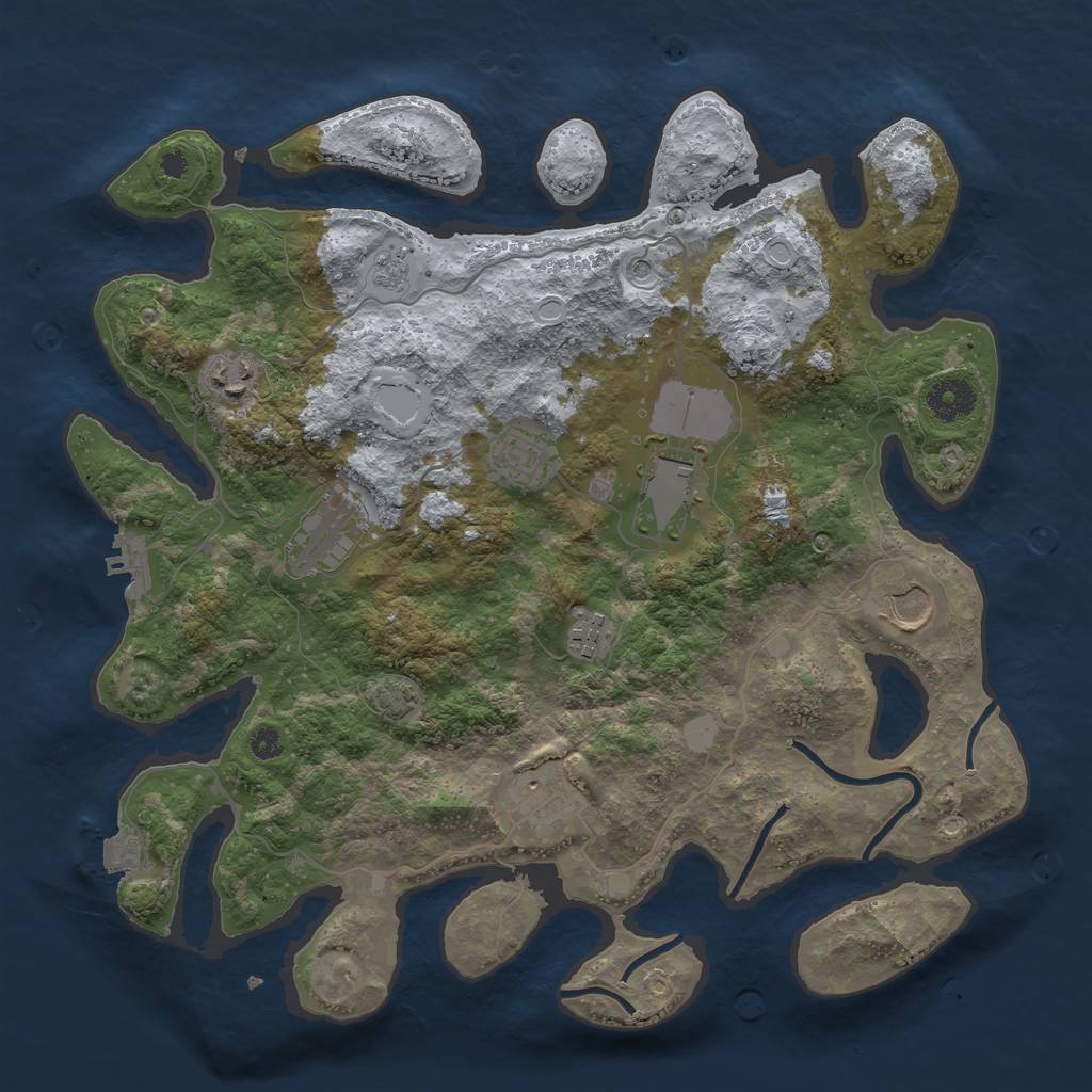 Rust Map: Procedural Map, Size: 3600, Seed: 750717326, 14 Monuments