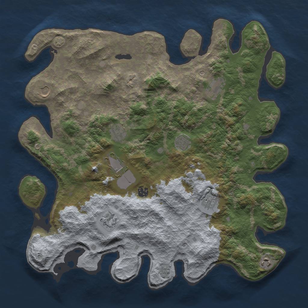 Rust Map: Barren, Size: 4250, Seed: 49320048, 14 Monuments