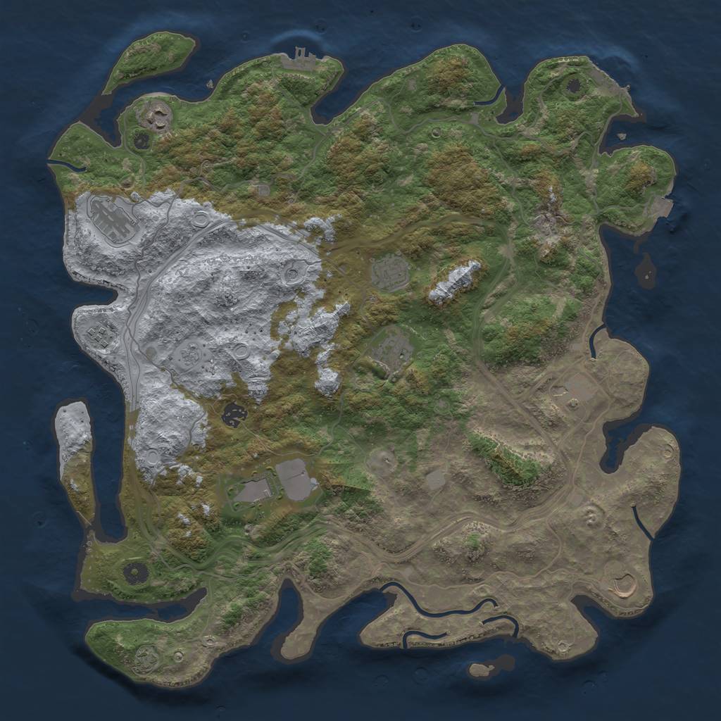 Rust Map: Procedural Map, Size: 4500, Seed: 825588872, 17 Monuments
