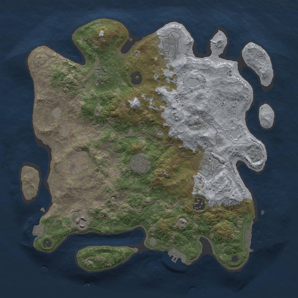 Rust Map: Procedural Map, Size: 3450, Seed: 55307137, 16 Monuments