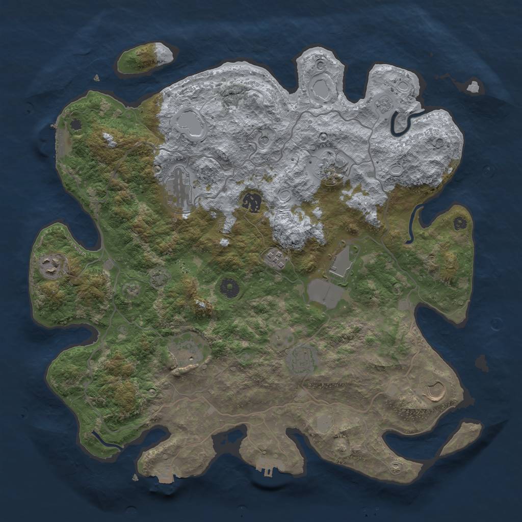 Rust Map: Procedural Map, Size: 4000, Seed: 1218026949, 17 Monuments