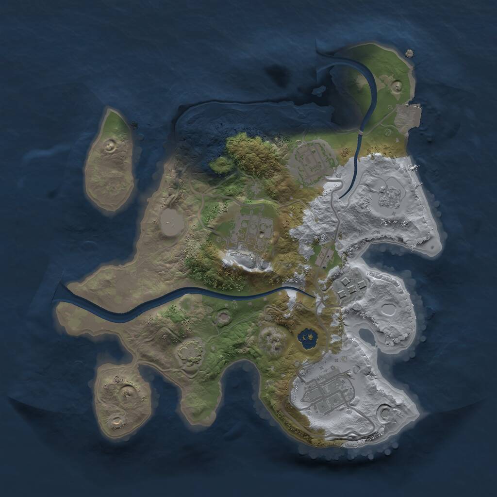 Rust Map: Procedural Map, Size: 2500, Seed: 93857230, 7 Monuments