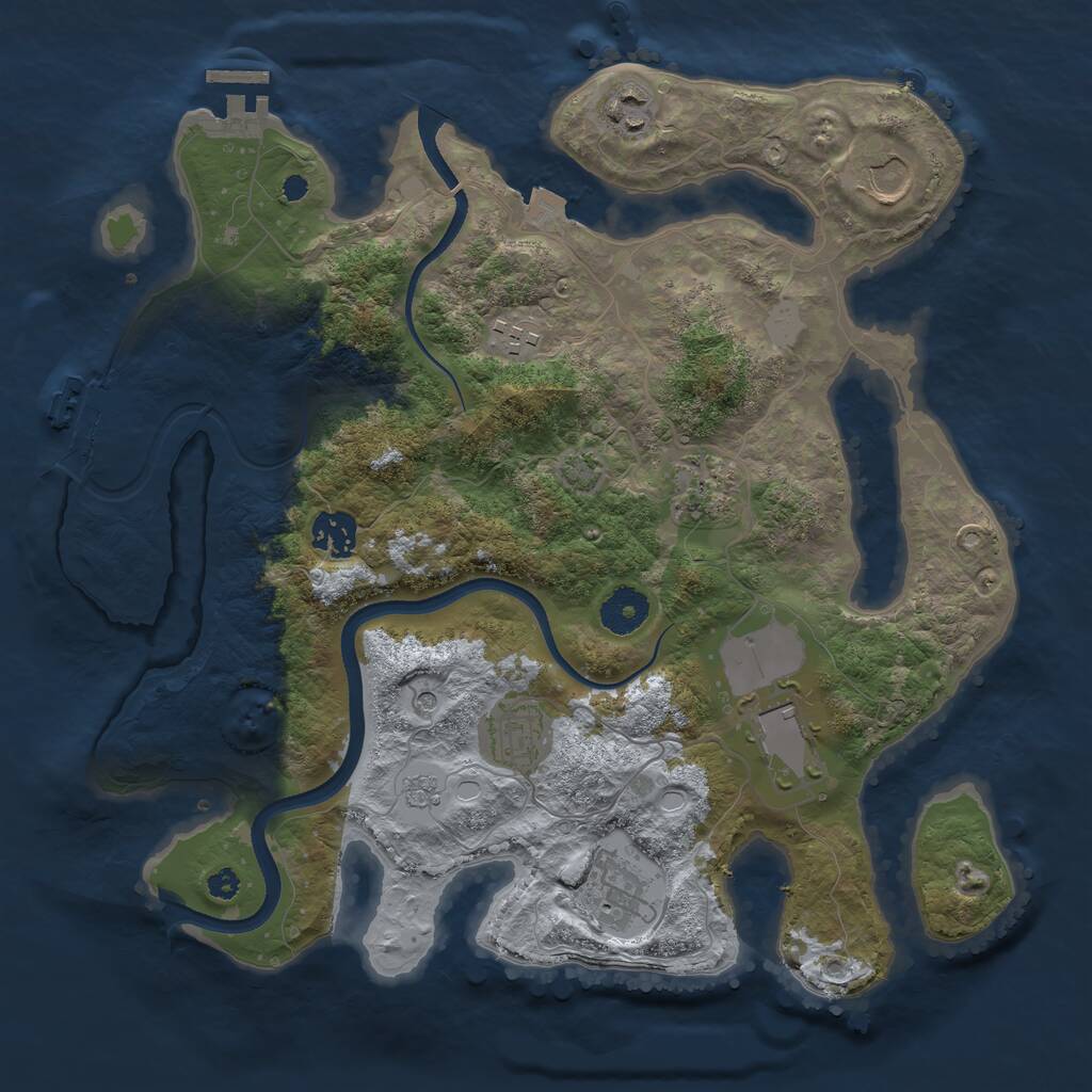 Rust Map: Procedural Map, Size: 3500, Seed: 198854783, 14 Monuments