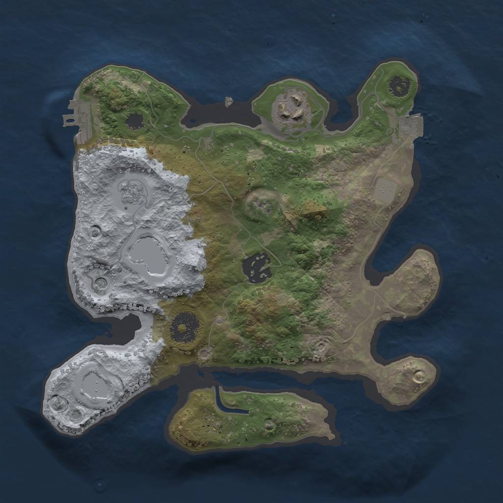 Rust Map: Procedural Map, Size: 2500, Seed: 27786945, 8 Monuments