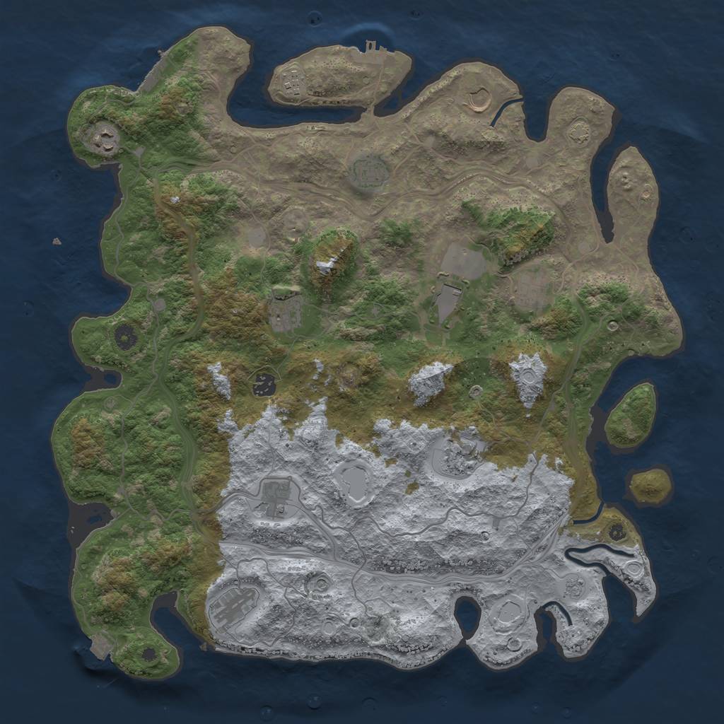 Rust Map: Procedural Map, Size: 4500, Seed: 621801346, 19 Monuments