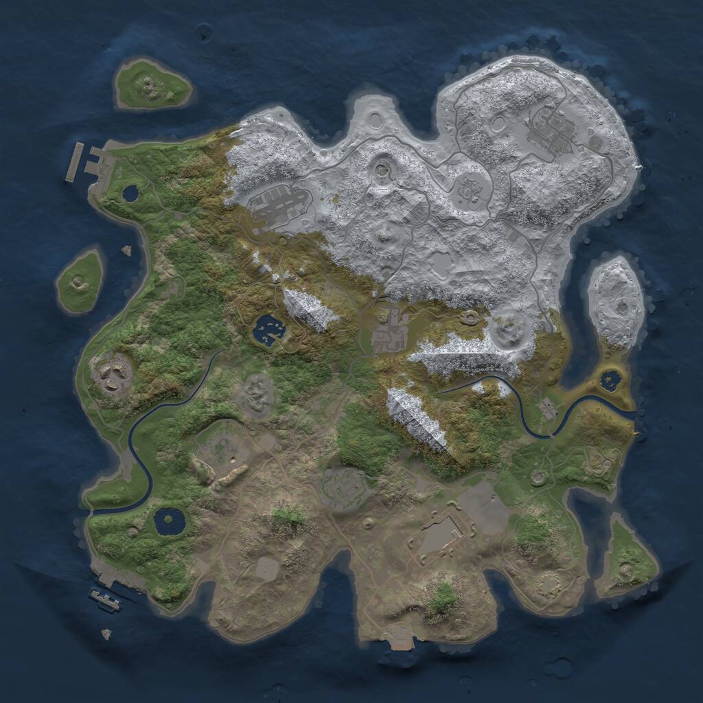 Rust Map: Procedural Map, Size: 3500, Seed: 92458171, 14 Monuments