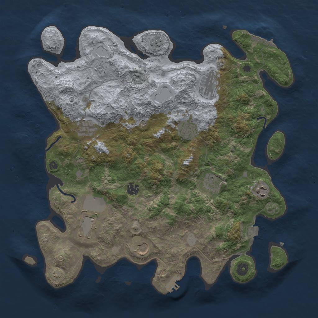 Rust Map: Procedural Map, Size: 3850, Seed: 90193780, 17 Monuments