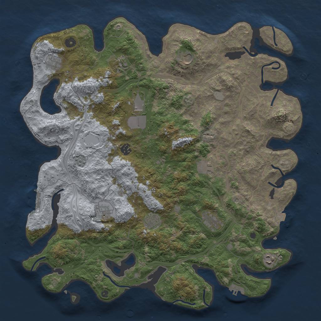 Rust Map: Procedural Map, Size: 4500, Seed: 4445, 19 Monuments