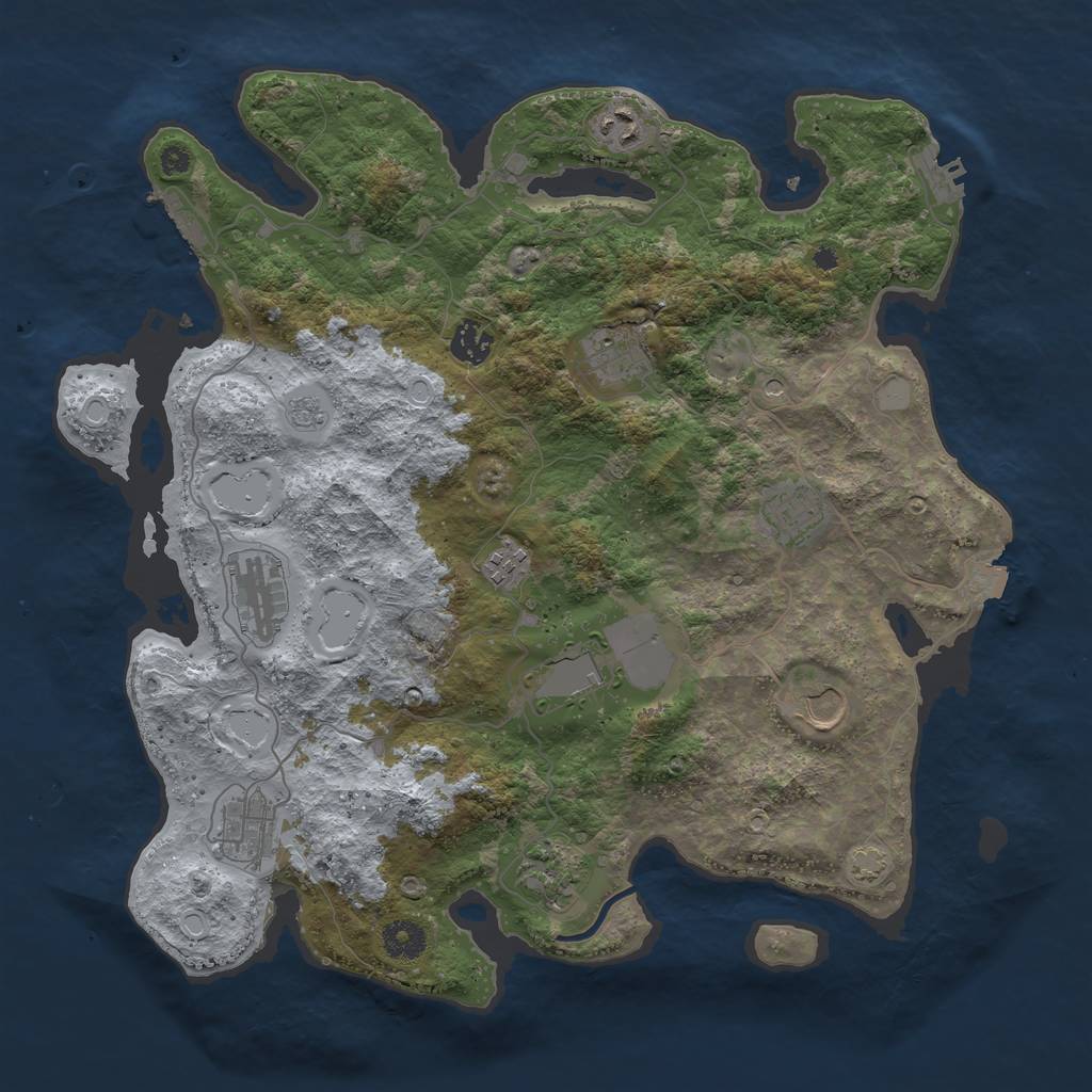 Rust Map: Procedural Map, Size: 3850, Seed: 23456, 18 Monuments