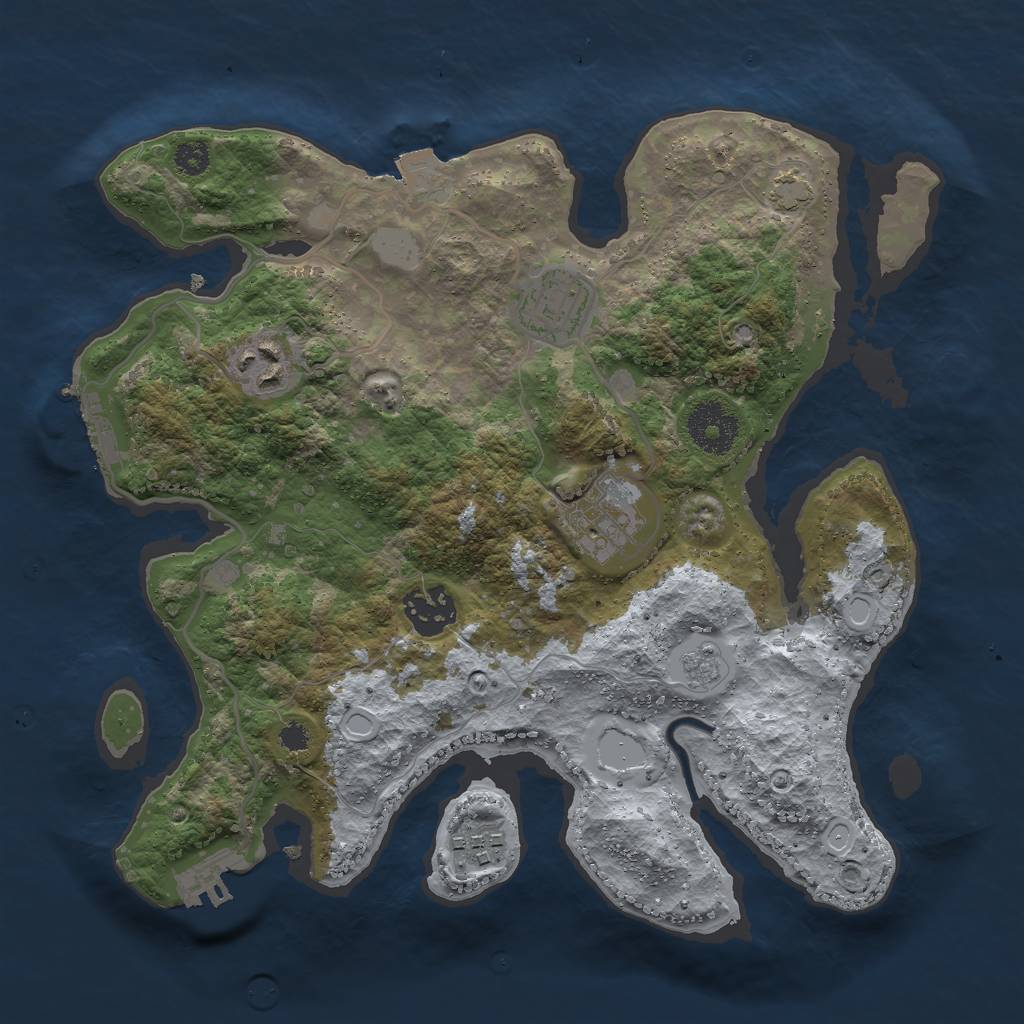 Rust Map: Procedural Map, Size: 3000, Seed: 190280, 12 Monuments