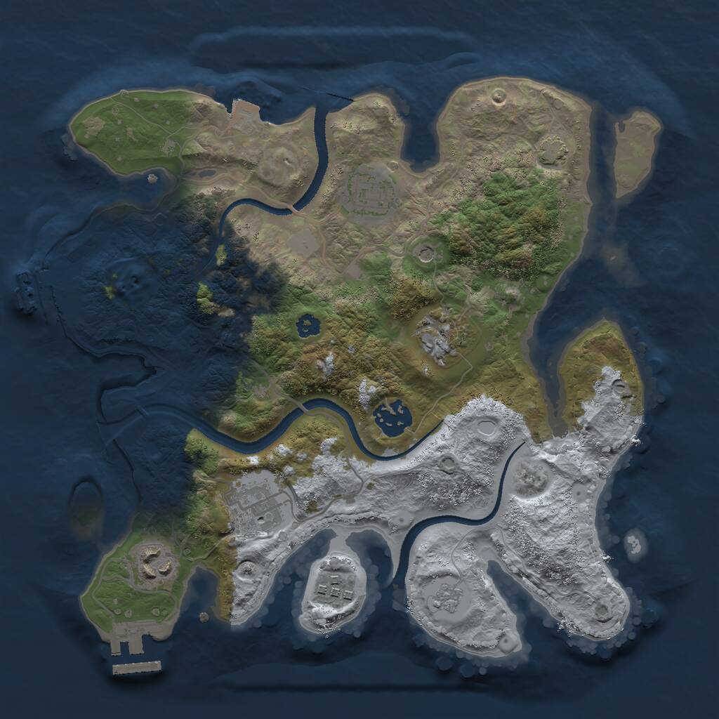 Rust Map: Procedural Map, Size: 3000, Seed: 190280, 12 Monuments