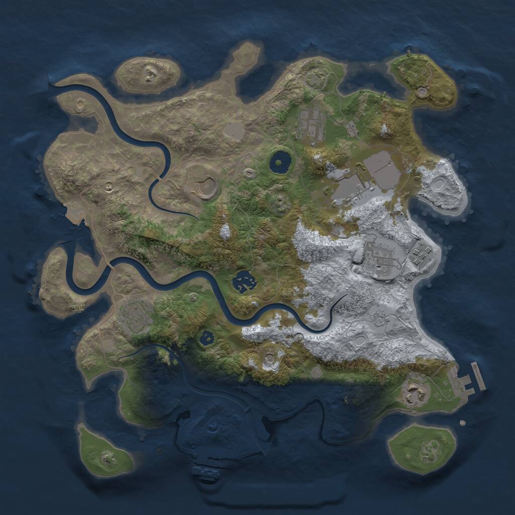 Rust Map: Procedural Map, Size: 3500, Seed: 1822225115, 14 Monuments