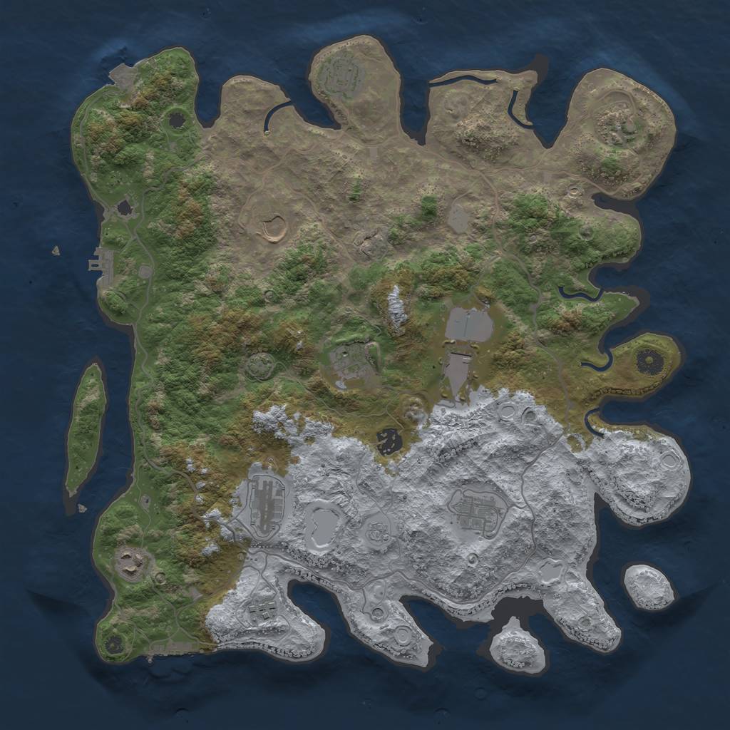 Rust Map: Procedural Map, Size: 4100, Seed: 962201335, 18 Monuments