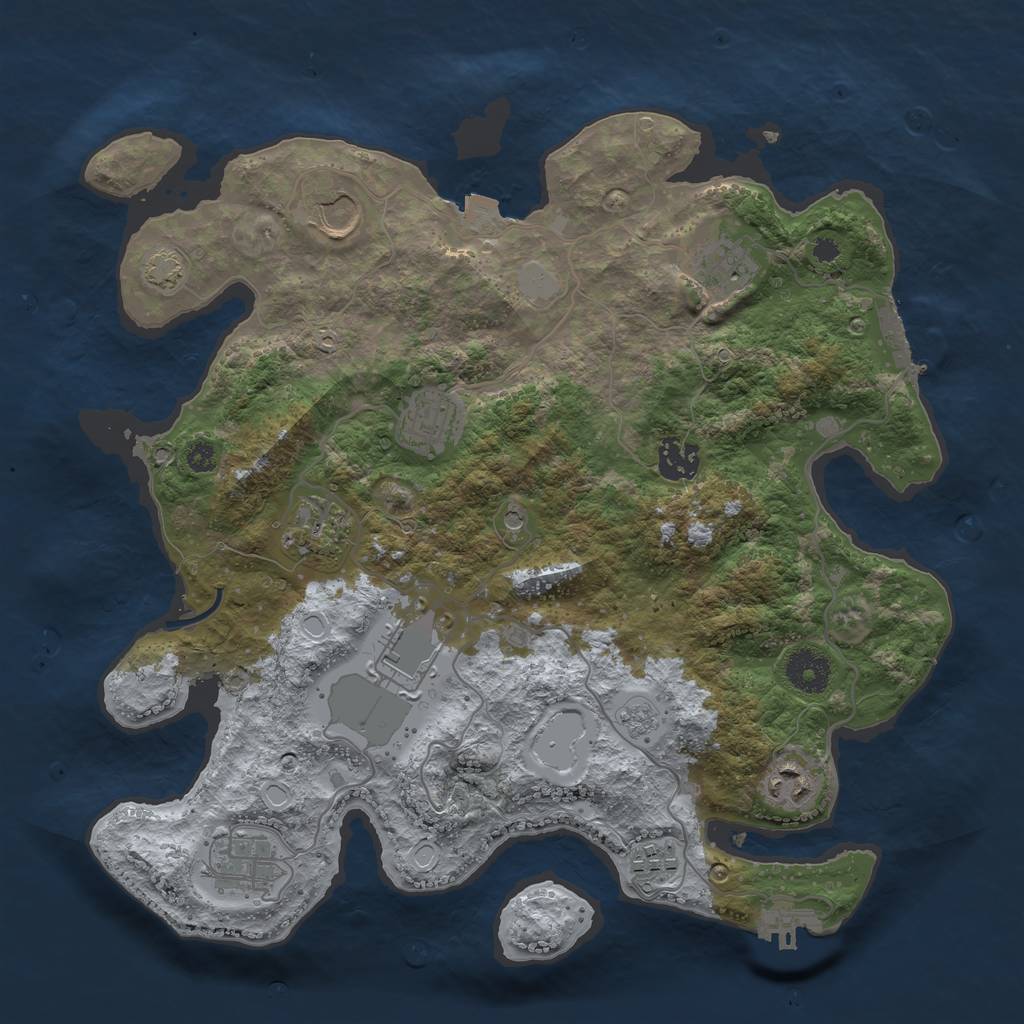 Rust Map: Procedural Map, Size: 3500, Seed: 8234825, 17 Monuments