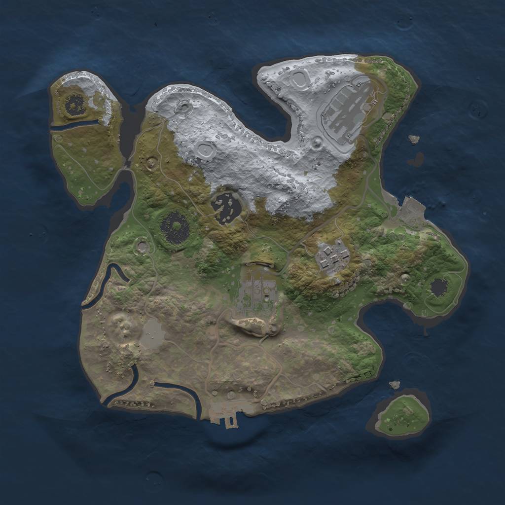 Rust Map: Procedural Map, Size: 2500, Seed: 30513095, 8 Monuments