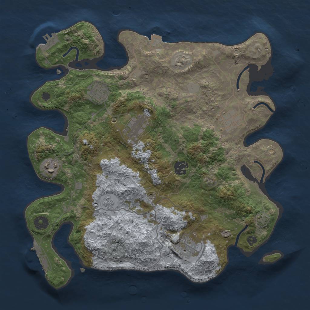 Rust Map: Procedural Map, Size: 3250, Seed: 382061775, 14 Monuments