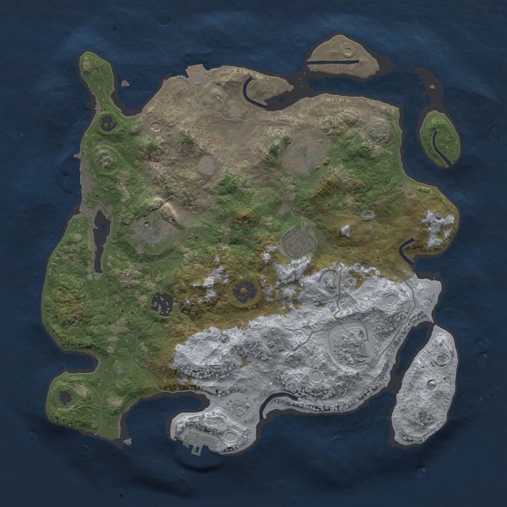 Rust Map: Procedural Map, Size: 3300, Seed: 753035635, 14 Monuments