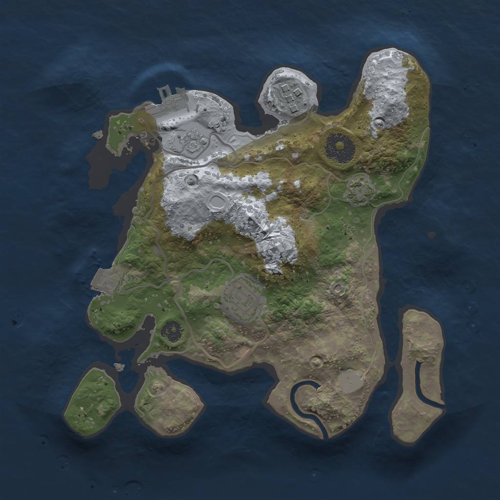 Rust Map: Procedural Map, Size: 2500, Seed: 2385935, 8 Monuments