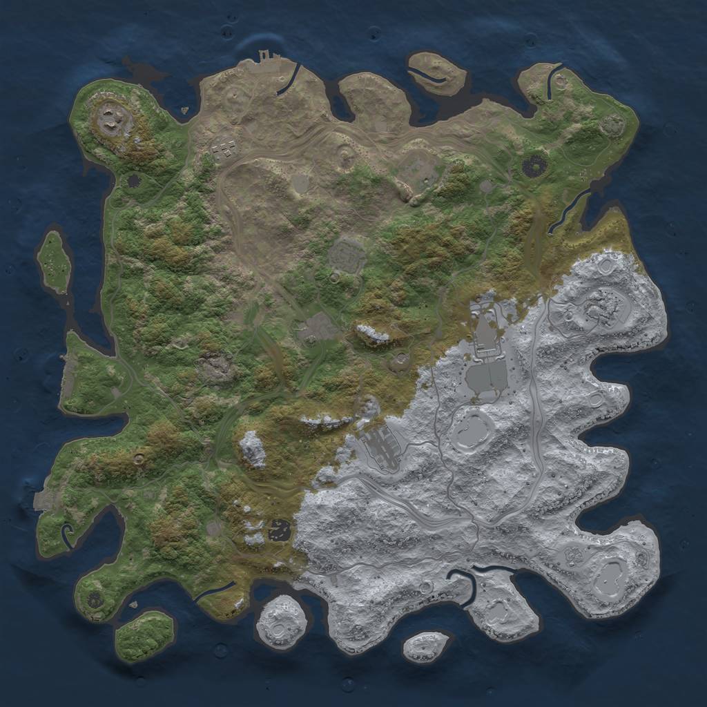 Rust Map: Procedural Map, Size: 4500, Seed: 395901, 17 Monuments